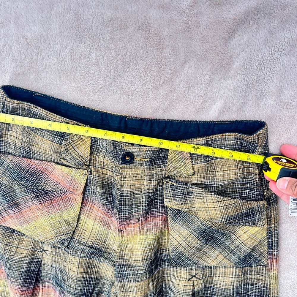 Free People Ombre Plaid Wide Leg Trousers Yellow Multi Size 2 OB1387664 - Picture 6 of 6